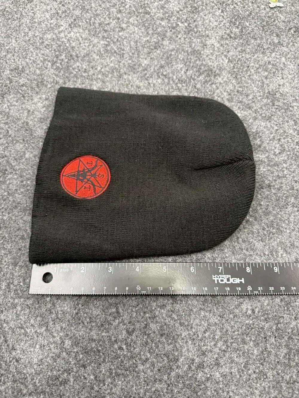 The Satanic Temple TST Logo Embroidered Black Knit Beanie - Picture 6 of 6